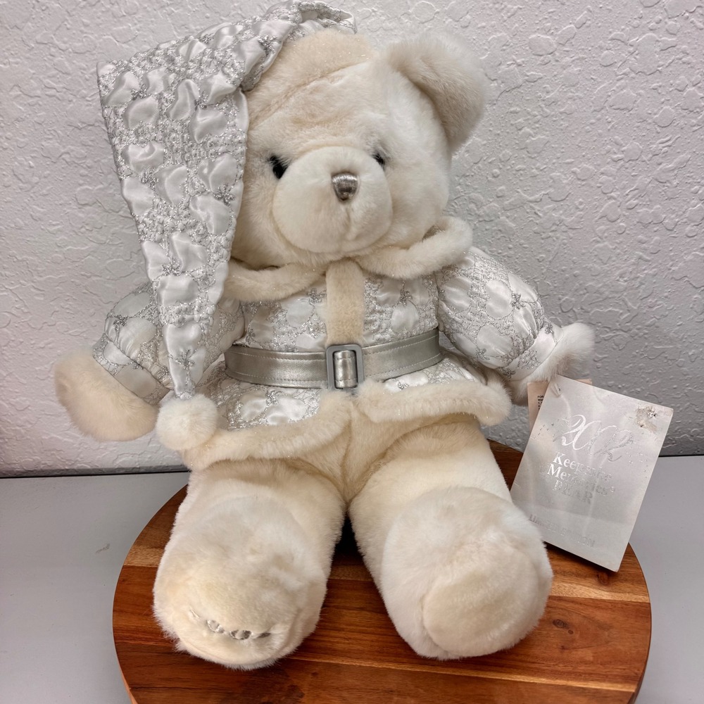 Dan Dee 2002 Keepsake Memories Bear Limited Edition White Silver Holiday Plush